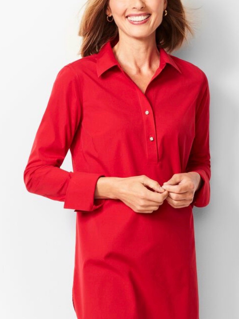 Talbots Navy Button-Front Perfect Tunic - Picture 3 of 6